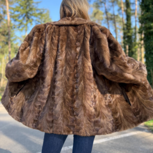 Large Pastel Mink Fur Jacket Coat, Made of Mink Fur Pieces, Light Soft Mink Fur, Classic Vintage Style, Warm and Elegant, Luxurious Feel, Thick