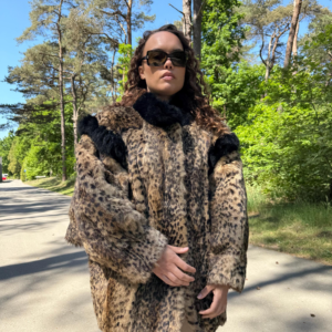 Rabbit Fur Lynx Printed, Large Size, Lynx Fur Jacket, Rabbit Fur Coat, Fur Coat, Womens Fur Jacket, Real Fur Coat, Lynx Fur Coat, Rabbit Fur
