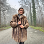 Raccoon Fur Coat with Leather, XL Size, Unique and Eye-Catching Style, Luxurious Real Raccoon Fur in Brown Color, Premium Women's Outerwear