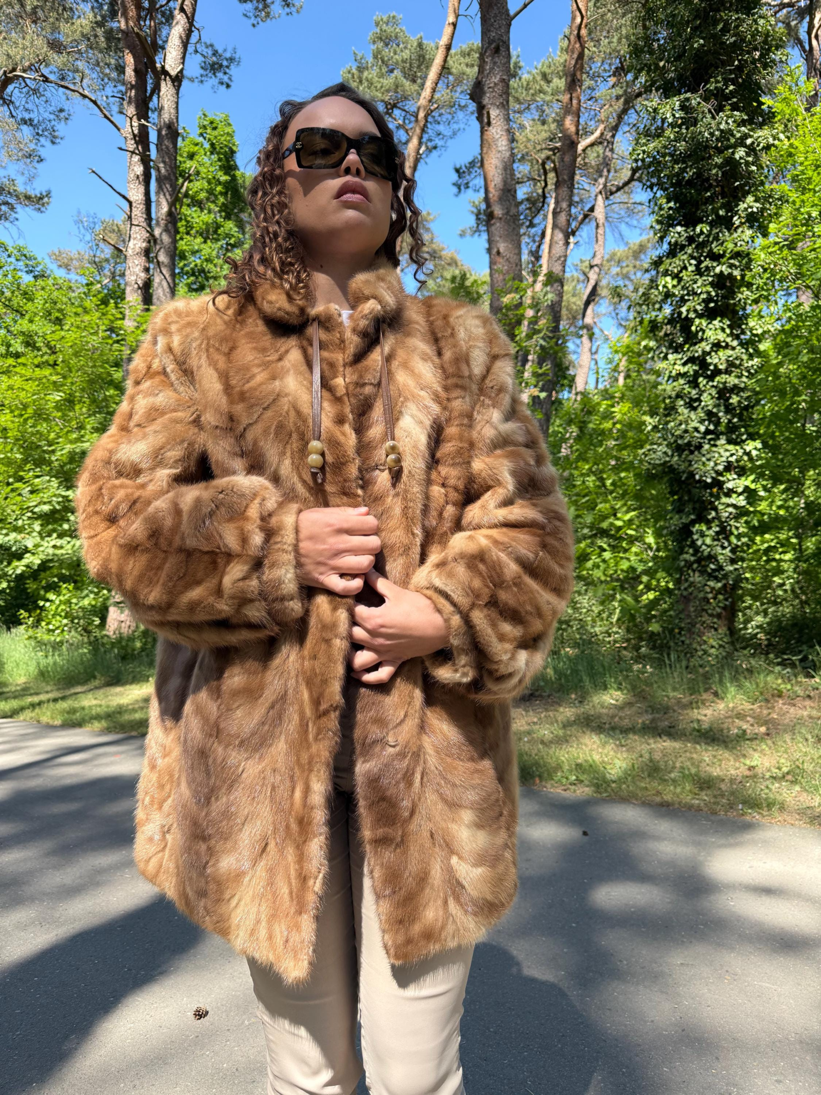 Brown Pastel Mink Fur Coat, 3XL Size, Soft and Thick Mink Fur, Luxurious and Elegant Outerwear, Genuine Mink Fur, Classic Fashion Style