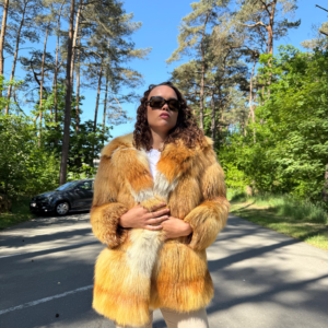 Red Canadian Fox Fur Jacket Small ‚Äì Real Soft and Fluffy Fur, Natural Warmth, Vintage Style with Eye-Catching Look, Cozy & Stylish Outerwear