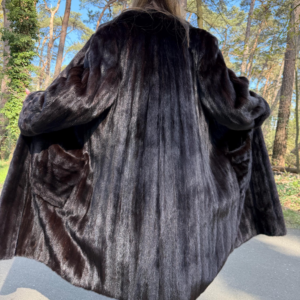 Superb Ranched Saga Mink Fur Coat, L/XL Size, Premium High Quality Fur, Luxury Women's Fur Coat, Natural Brown Fur, Soft and Thick Mink Fur