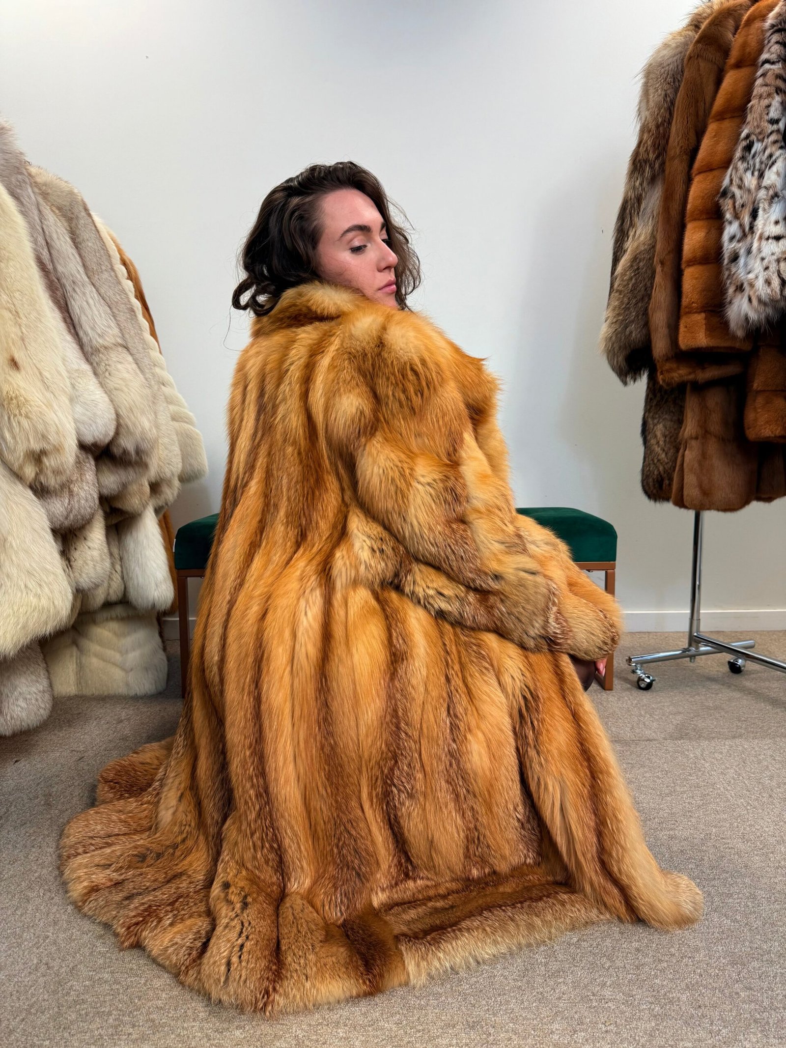 Canadian Red Fox Fur Coat, XL size