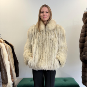 White & Blue Fox Fur Jacket