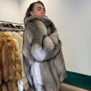 Crystal Fox Fur Jacket, M size
