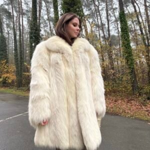 Real Polar Fox Fur Coat. Excellent Condition