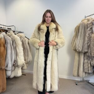 Real White Fox Fur Coat From Saga Fox brand. Good condition, soft and fluffy, great fur quality