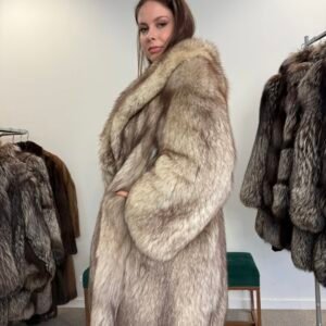 Real Nordic Fox Fur Coat. Grey color, excellent condition, high fur quality.