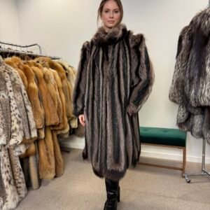 Real Raccoon Fur with leather. Brown and silver colours , Excellent condition